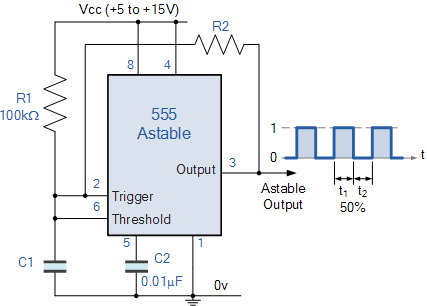 555 50% duty cycle oscillator circuit