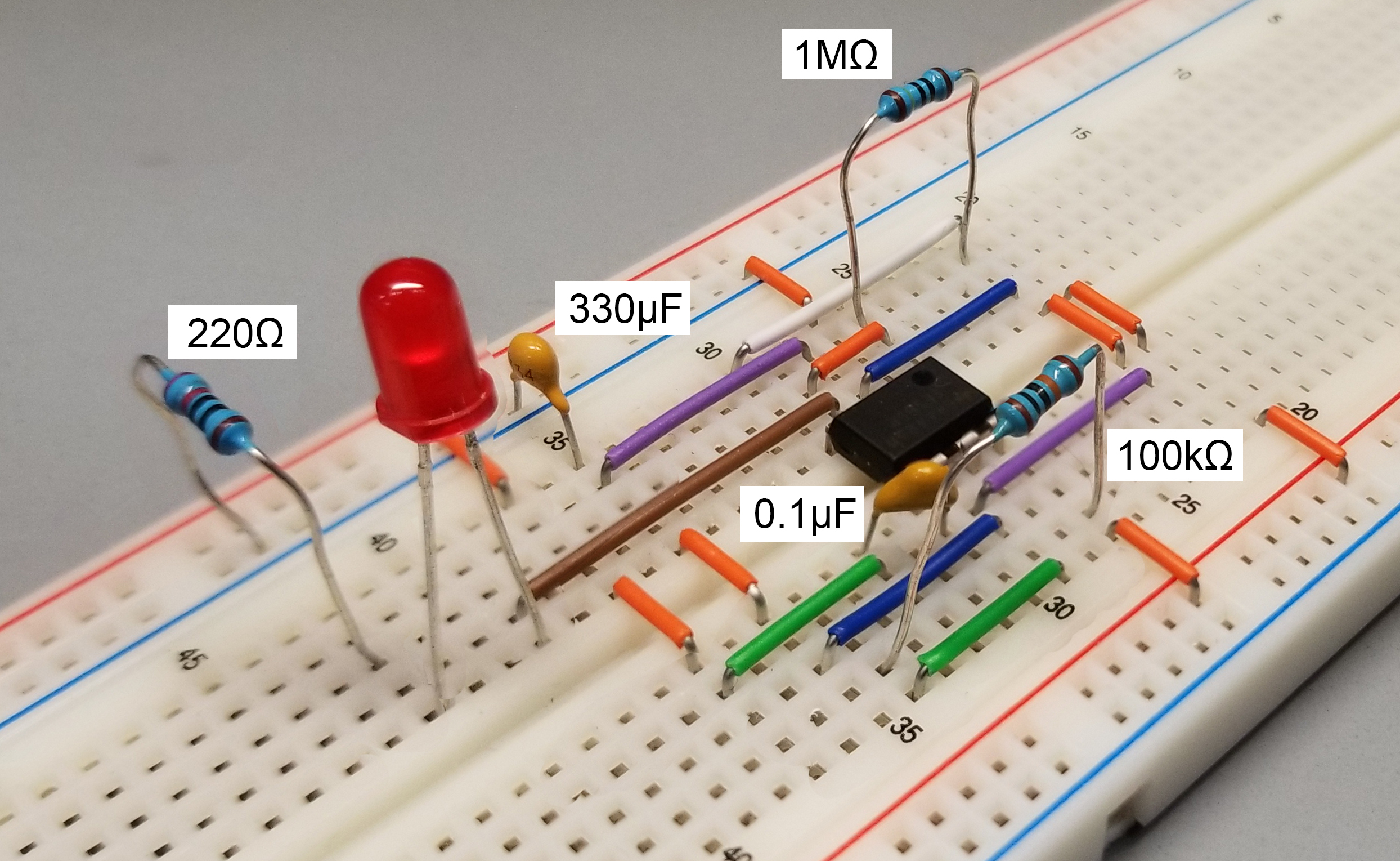 555 astable circuit using 100 kilo ohms for R1