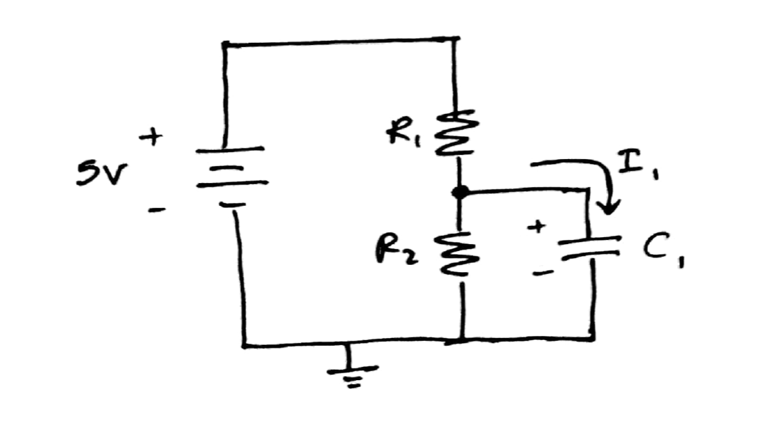 R1 and R2 forming a voltage divider that determines what voltage C1 charges to